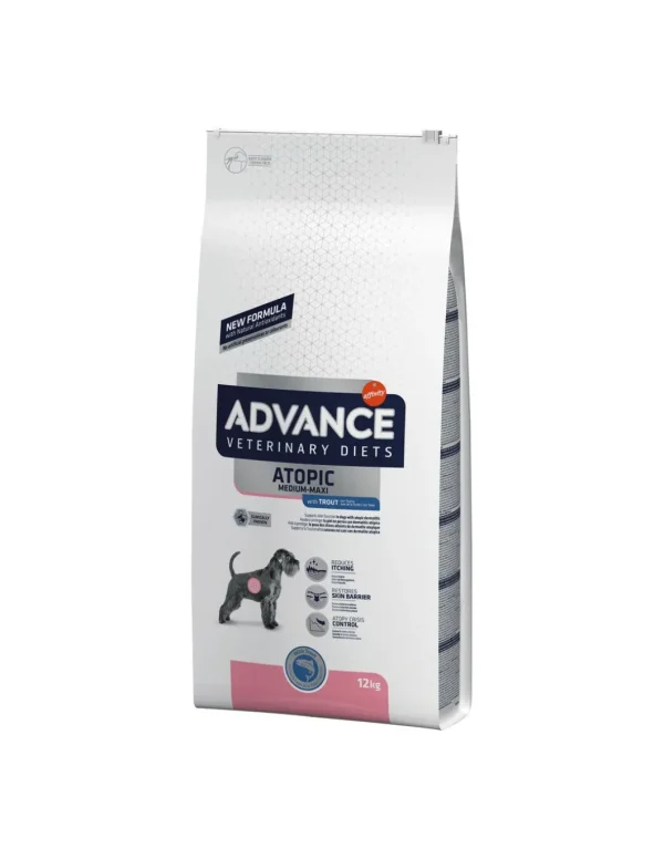 advance dog diet 12kg atopic/derma medium/maxi con trota