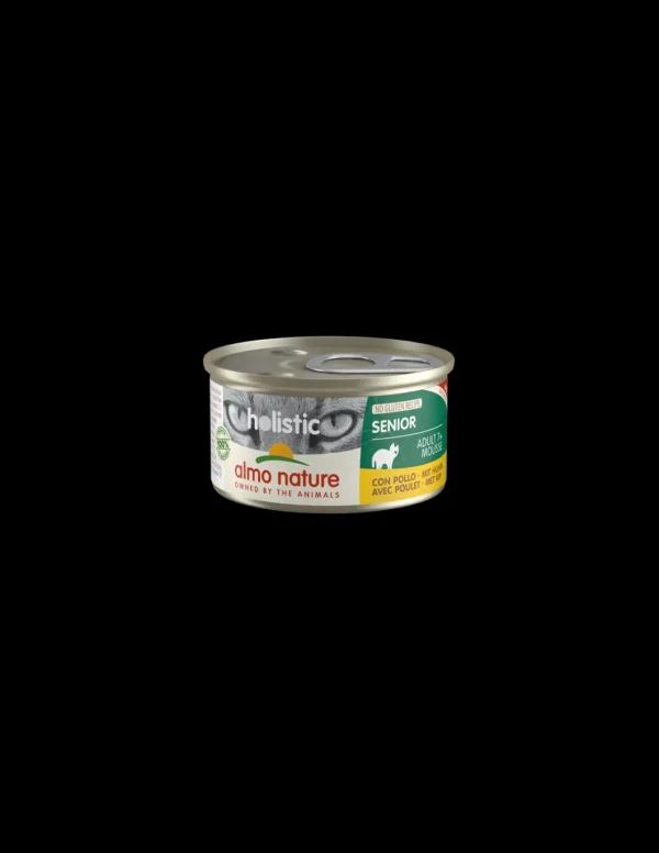 almo cat holistic lattina 85gr adult 7+ con pollo 130