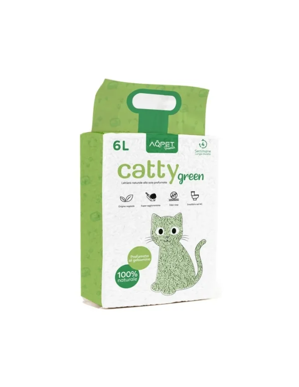 AQPET FRIENDS LETTIERA CATTY GREEN VEGETALE A BASE DI SOIA NATURALE PROF. GELSOMINO 6L 2,5KG 2110