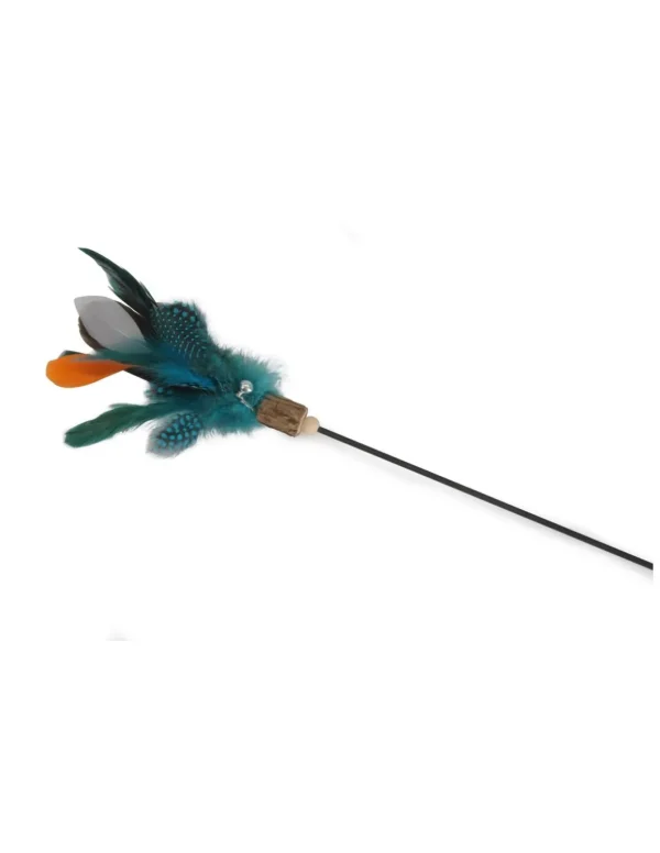 camon gioco per gatti cannetta con piume manico
