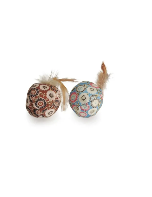 camon palline con piume motivo floreale 2pz