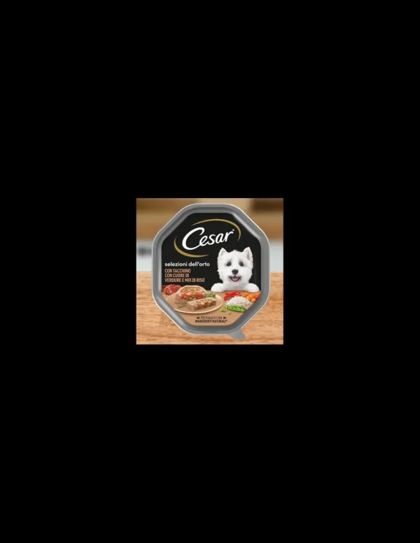 cesar 150gr selezioni dell'orto pate' tacchino con cuore di verdure e mix di riso 361546