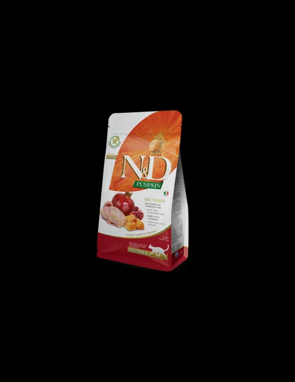 farmina cat 300gr n&d pumpkin adult neutered quaglia zucca e melograno recipe grain free