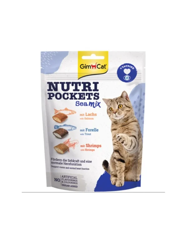 gimborn gimcat snack cat nutripockets sea mix 150gr con salmone, trota e gamberetti 02.419374