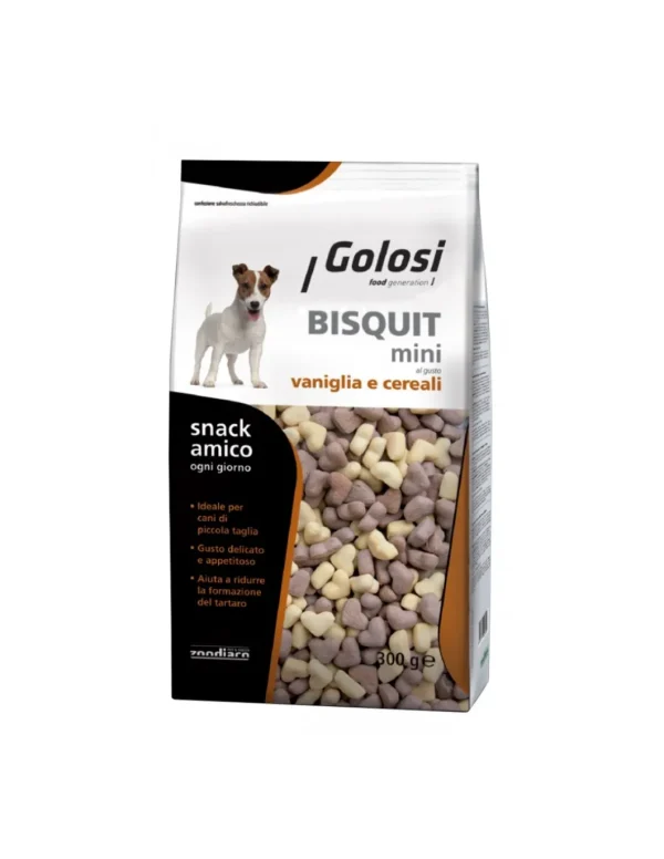 golosi dog bisquit mini 300gr vaniglia e cereali zgc.27091