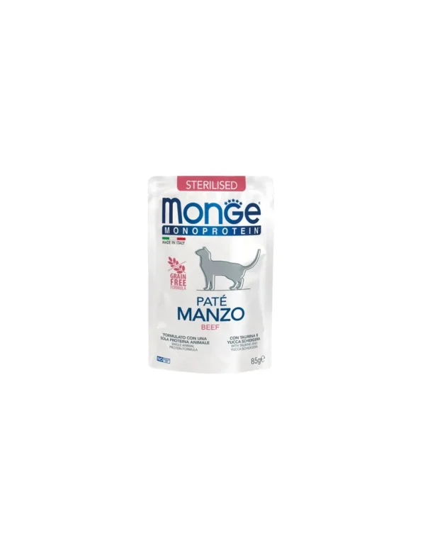 monge cat 85gr busta monoprotein sterilised pate' manzo
