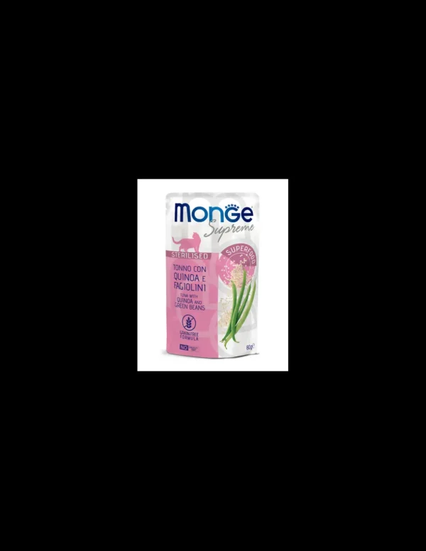 monge cat 80gr busta supreme sterilizzato tonno quinoa fagiolini