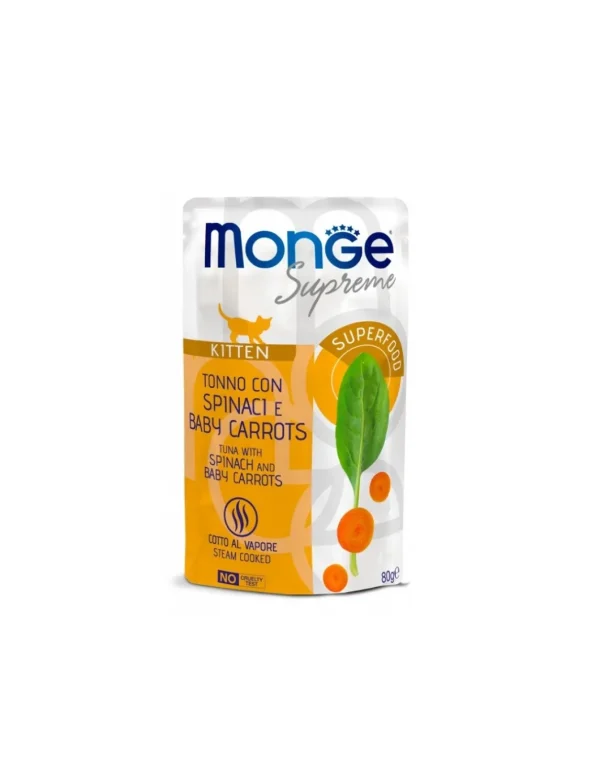 monge cat 80gr busta supreme kitten tonno spinaci carote