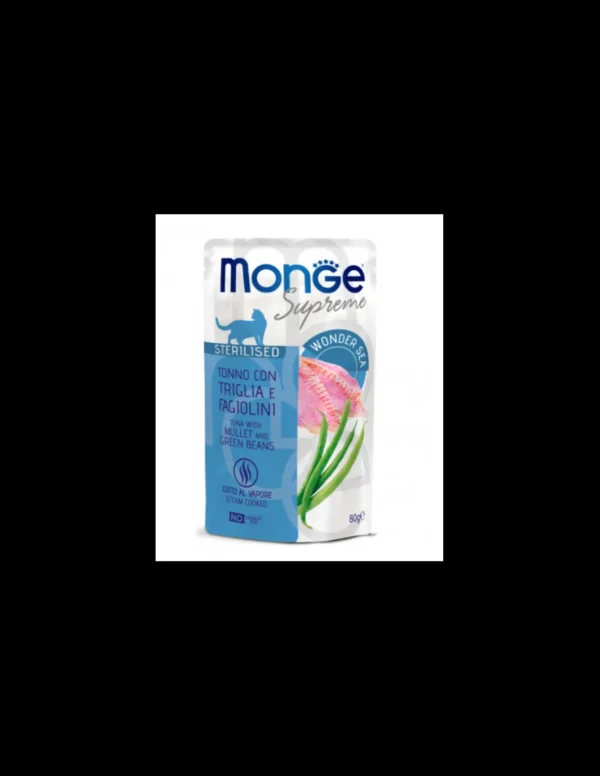 monge cat 80gr busta supreme sterilizzato tonno triglia fagiolini