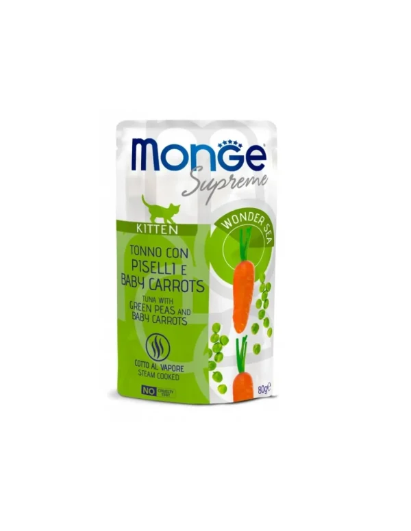 monge cat 80gr busta supreme kitten tonno piselli carote