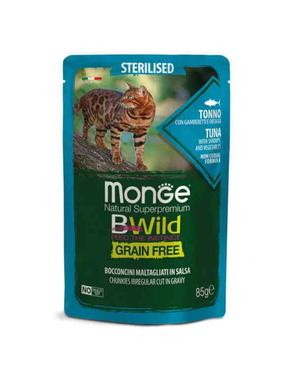 monge cat 85gr bwild sterilised tonno/gamberetti/ortaggi