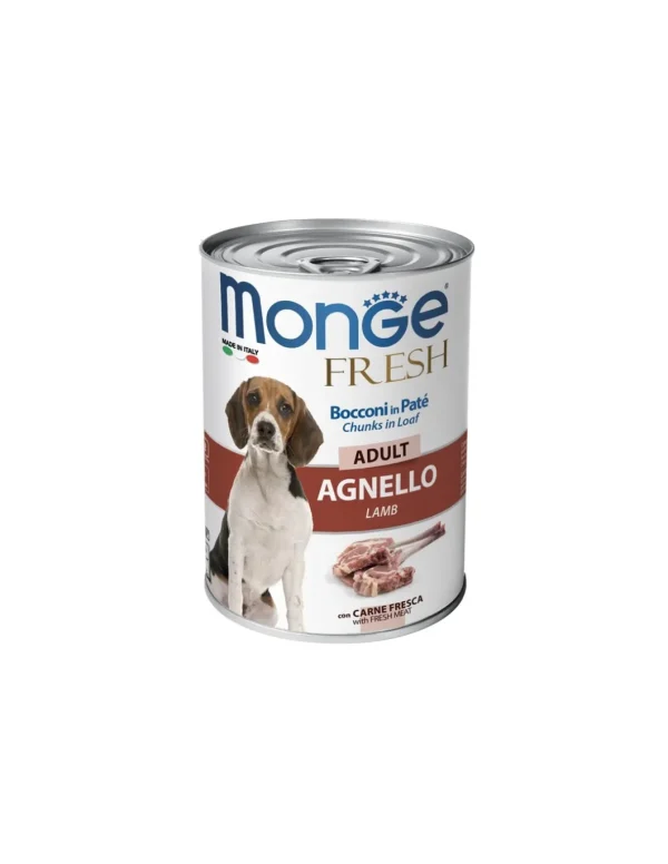 monge dog 400gr fresh bocconi in pate vitello