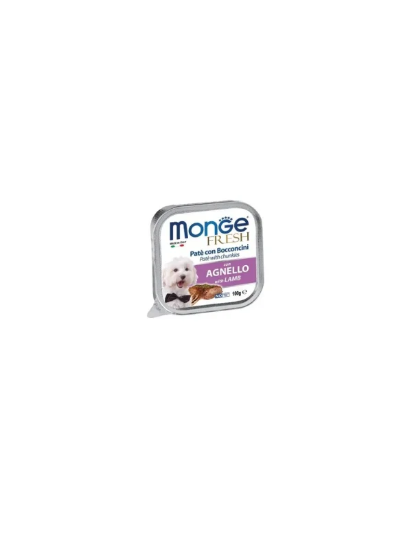 monge dog 100gr fresh pate' vaschetta bocconcini agnello