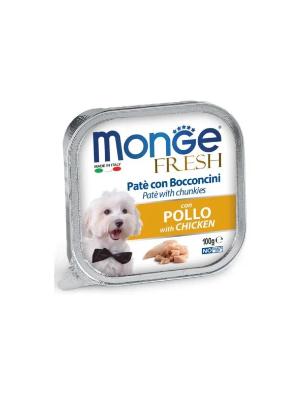 monge dog 100gr fresh pate' vaschetta bocconcini pollo