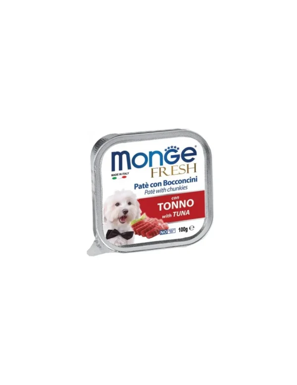 monge dog 100gr fresh pate vaschetta bocconcini tonno