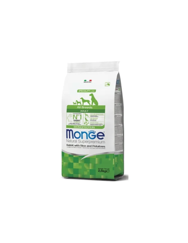 monge dog 2,5kg adult all breeds speciality line monoprotein coniglio riso patate