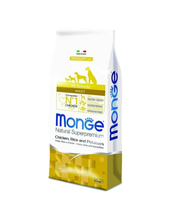 monge dog 12kg adult all breeds speciality line monoprotein pollo riso patate