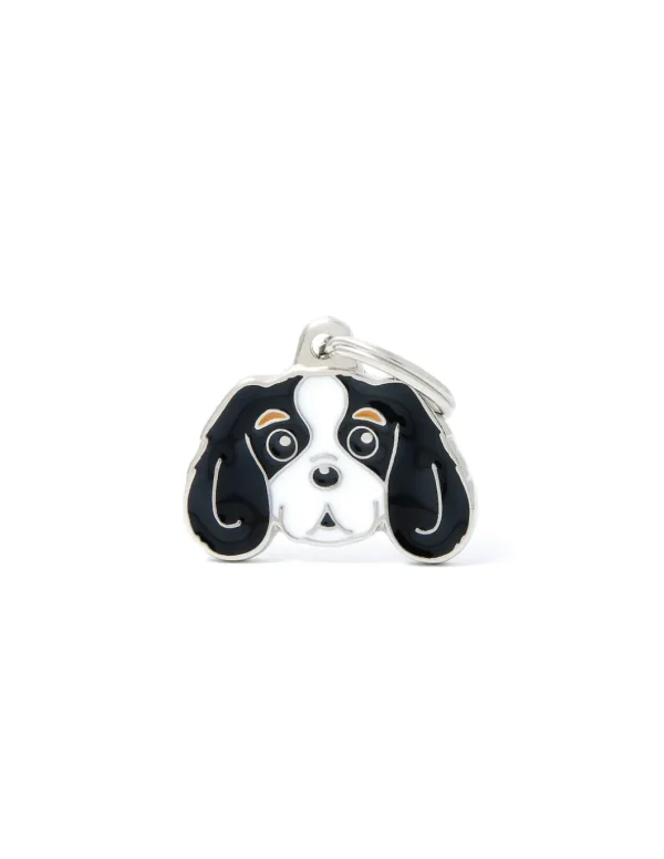MY FAMILY MEDAGLIA CAVALIER KING BIANCO/NERO (TRICOLOR) MF22COLORED3
