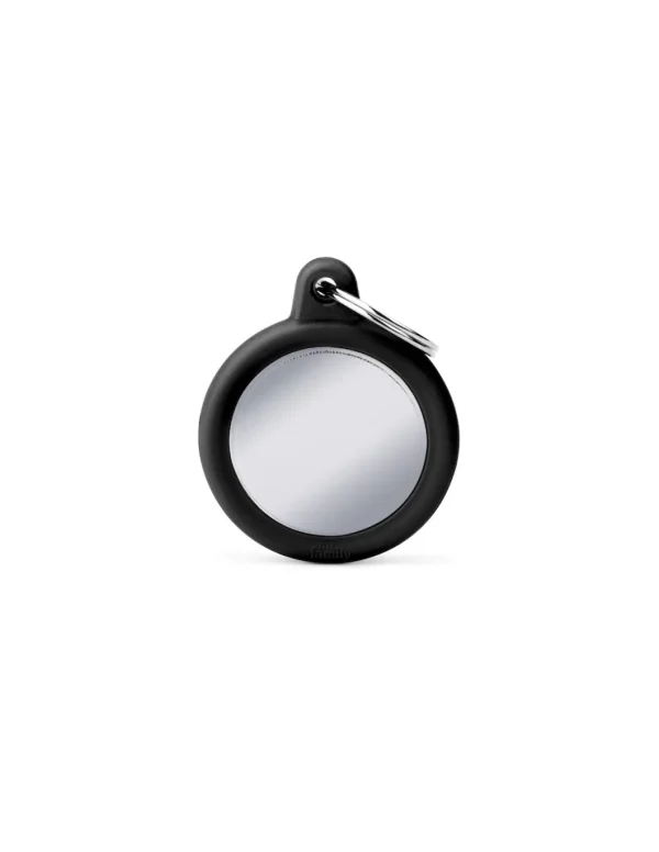 MY FAMILY MEDAGLIA CERCHIO OTTONE CROMATO CON GOMMA NERA HUSHTAG HTB04BLACK