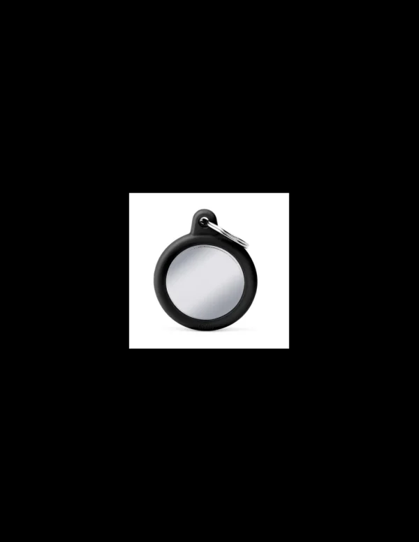 MY FAMILY MEDAGLIA CERCHIO OTTONE CROMATO CON GOMMA NERA HUSHTAG HTB04BLACK