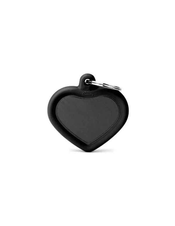 MY FAMILY MEDAGLIA CUORE ALLUMINIO NERO CON GOMMA HUSHTAG HTA02BLACK