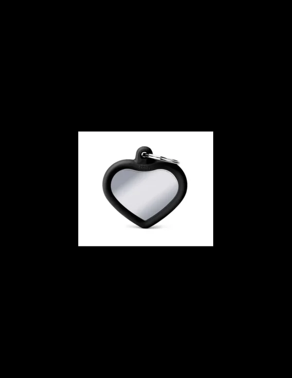 MY FAMILY MEDAGLIA CUORE OTTONE CROMATO CON GOMMA NERA HUSHTAG HTB02BLACK