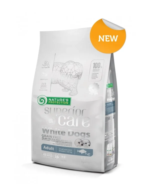 np sc white dogs adult small & mini breeds 1,5kg grain free con pesce bianco e farina di krill npsc45667