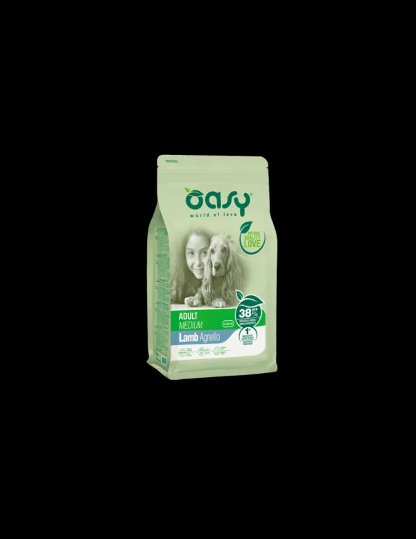 oasy dry dog 12kg adult medium agnello