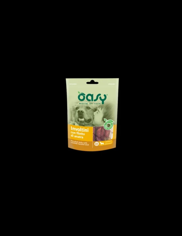 oasy snack dog involtini con filetto di anatra 350gr