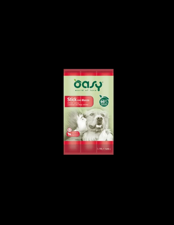 oasy snack dog stick con manzo 3pz x12gr