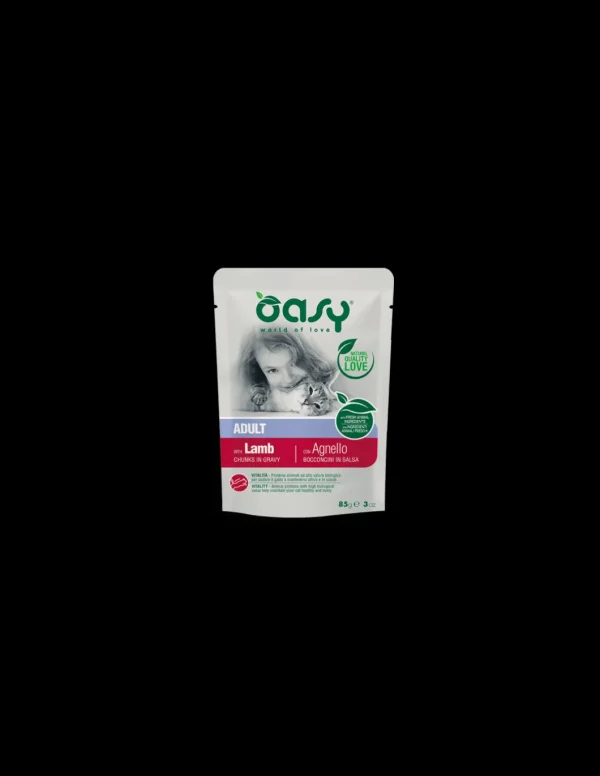 oasy wet cat 85gr busta bocconcini adult agnello
