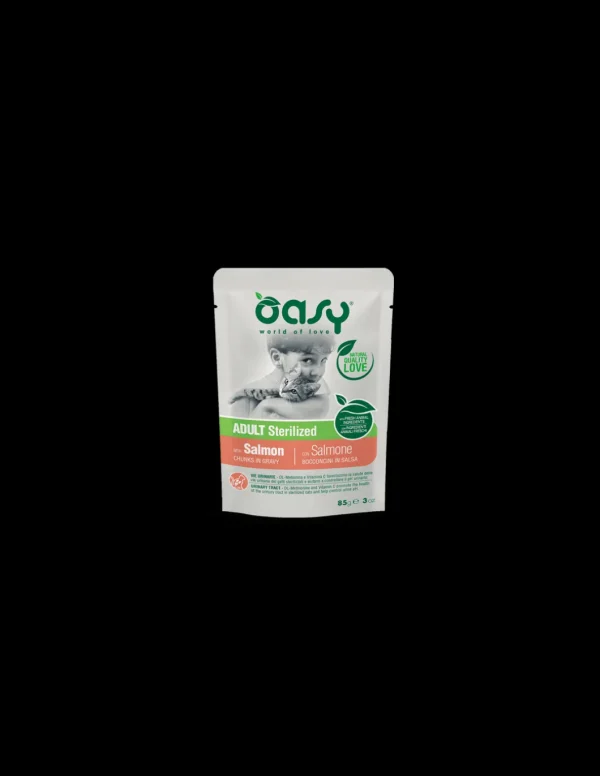 oasy wet cat 85gr busta bocconcini adult sterilized salmone