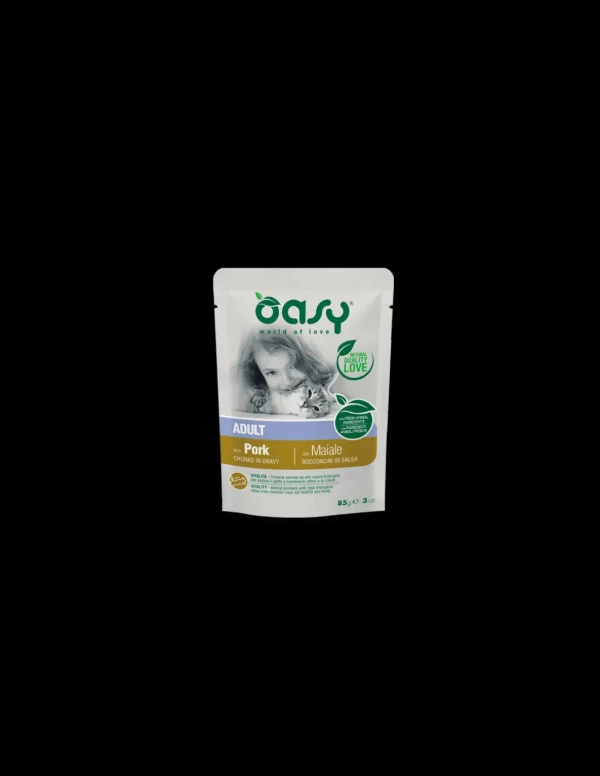 oasy wet cat 85gr busta bocconcini adult maiale