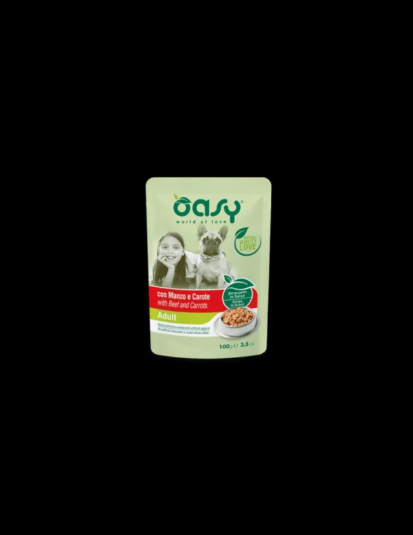 oasy wet dog 100gr straccetti in salsa adult manzo e carote