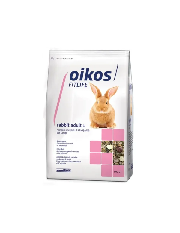 oikos mangime per conigli adulti 1 plus 600gr zoo.32002