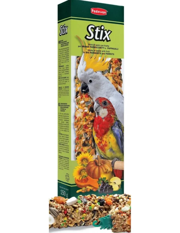 padovan stix frutta per grandi parrocchetti/pappagalli 150gr pp00208