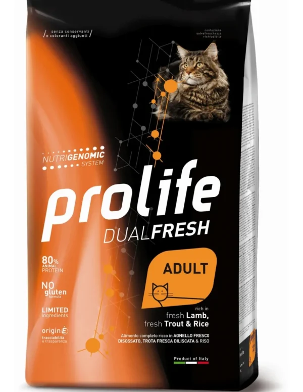 prolife cat dualfresh adult 7kg lamb/trout&rice zpd.35706