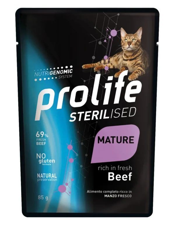 prolife cat sterilised mature busta 85gr beef zpu.40502