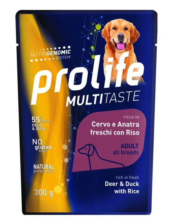 prolife dog adult multitaste busta 300gr cervo anatra riso ananas zcu.26513