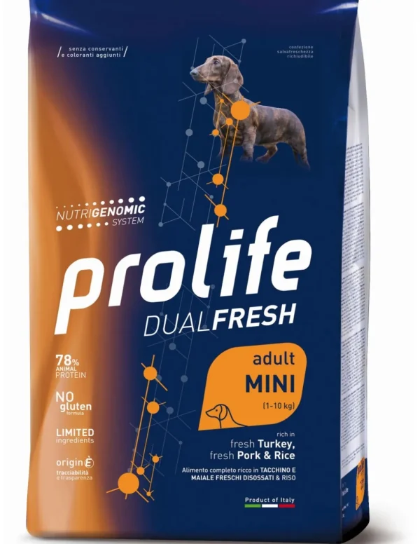 prolife dog dual fresh adult mini 600gr turkey/pork&rice zpd.34822