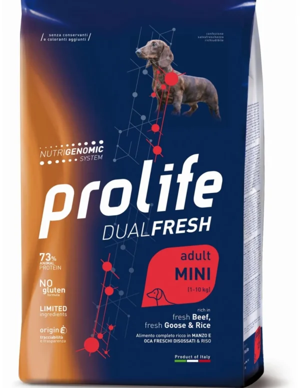 prolife dog dual fresh adult mini 600gr beef/goose&rice zpd.34778