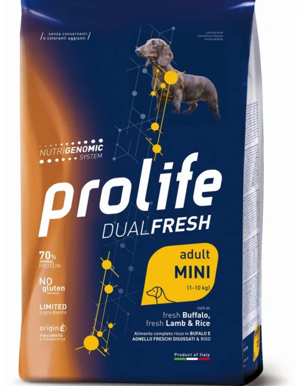 prolife dog dual fresh adult mini 2kg buffalo/lamb&rice zpd.34938