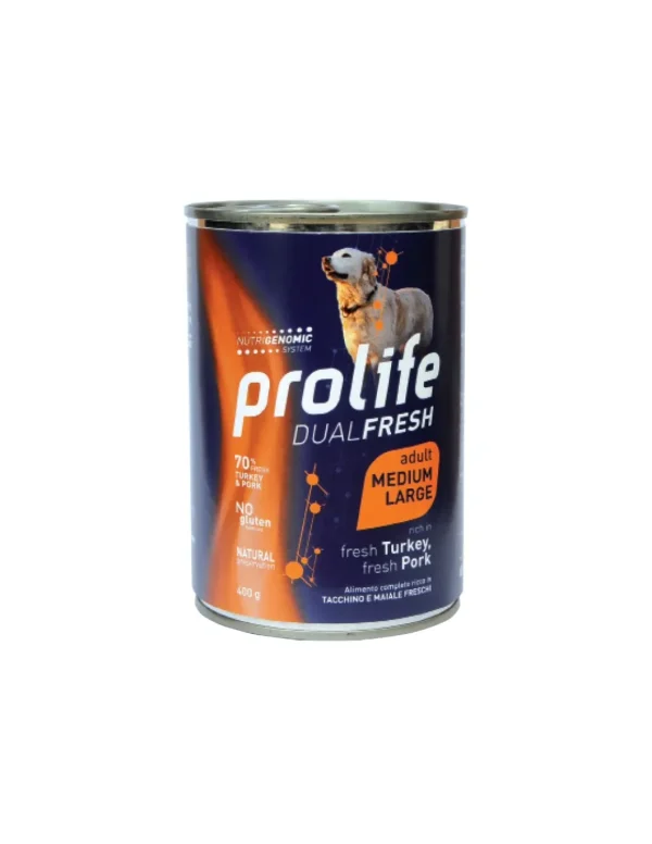 prolife dog dualfresh adult medium/large 400gr turkey&pork zpu.39469