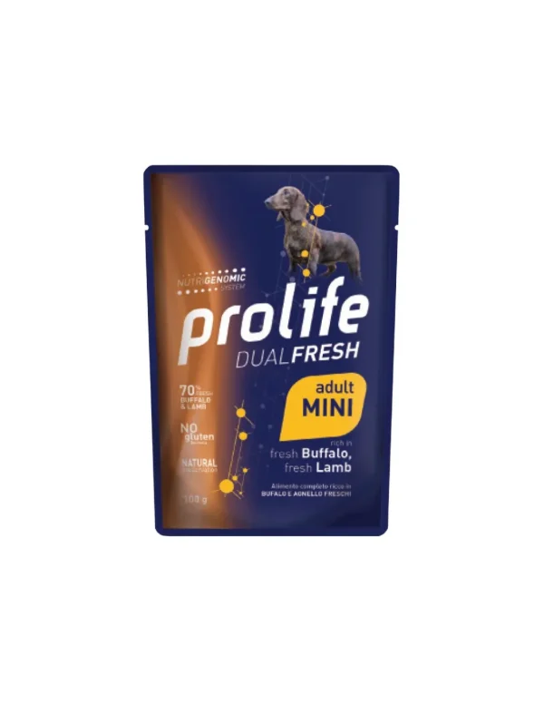 prolife dog dualfresh adult mini busta 100gr buffalo&lamb zpu.39438