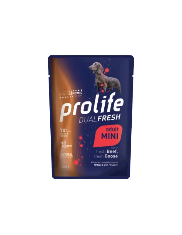 prolife dog dualfresh adult mini busta 100gr beef&goose zpu.39490