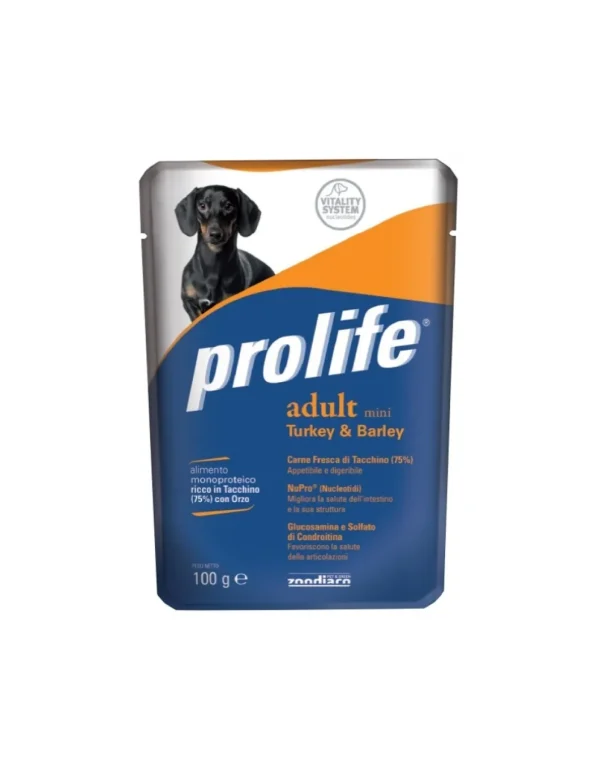 prolife dog dualfresh adult mini busta 100gr turkey&pork zpu.39476