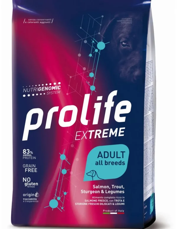prolife dog extreme adult 2,5kg salmon,trout,sturgeon,legumes zpd.35546
