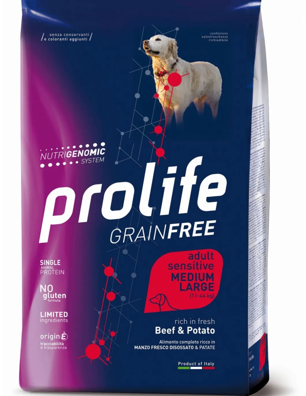 prolife_dog_grain_free_ad_0-11.webp prolife dog grain free adult sensitive medium large 10kg beef&potato zpd.35416
