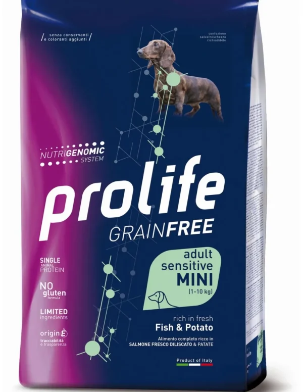 prolife dog grain free adult sensitive mini 600gr fish&potato zpd.35423