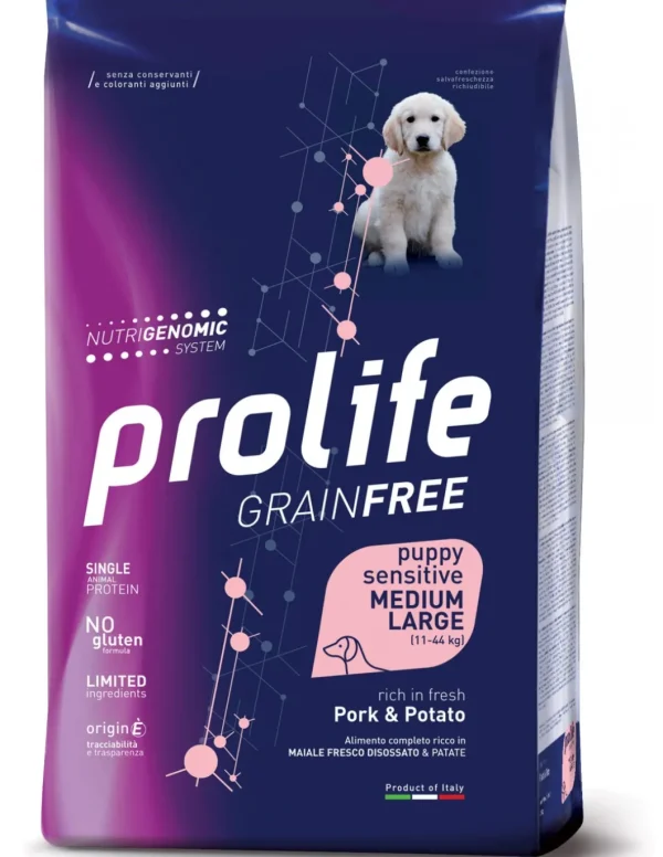 prolife dog grain free puppy sensitive medium large 2,5kg sole fish&potato zpd.35300